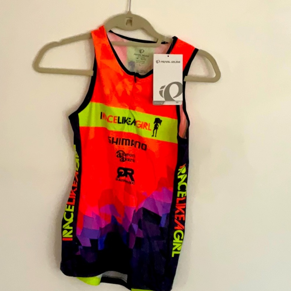 Multicolored Triathlon NEW Tank with Zipper (L) & Short (M) Pearl Izumi Suit
